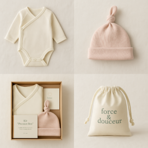 Kit “Premier lien” – Body + bonnet + livret